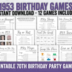 Geboren 1953 Spiele zum ausdrucken, 70er Party Spiele, 70er Geburtstag Quiz, 70er Geburtstag Quiz, Geburtstag Quiz, digitaler Download