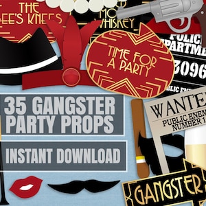 Printable 1920s Gangsters Photo Booth Props, 1920s Mobs, Gangsters and flappers Photobooth props, gangster gatsby photo printable props