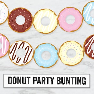 Druckbare Donut Wimpelkette, Donut Party Banner, Donut Party Banner, Donut Party Wimpelkette, Diy Party Wimpelkette, Donut Party Banner DT1