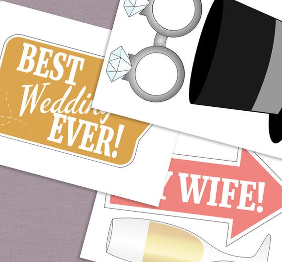 Mariage Photo Booth Props Selfie Personnalisé Imprimé Poster Signe