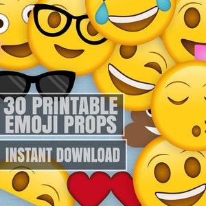 30 Emoji Printable Props, Printable Emoji Party Prop Printables, Emoji ...