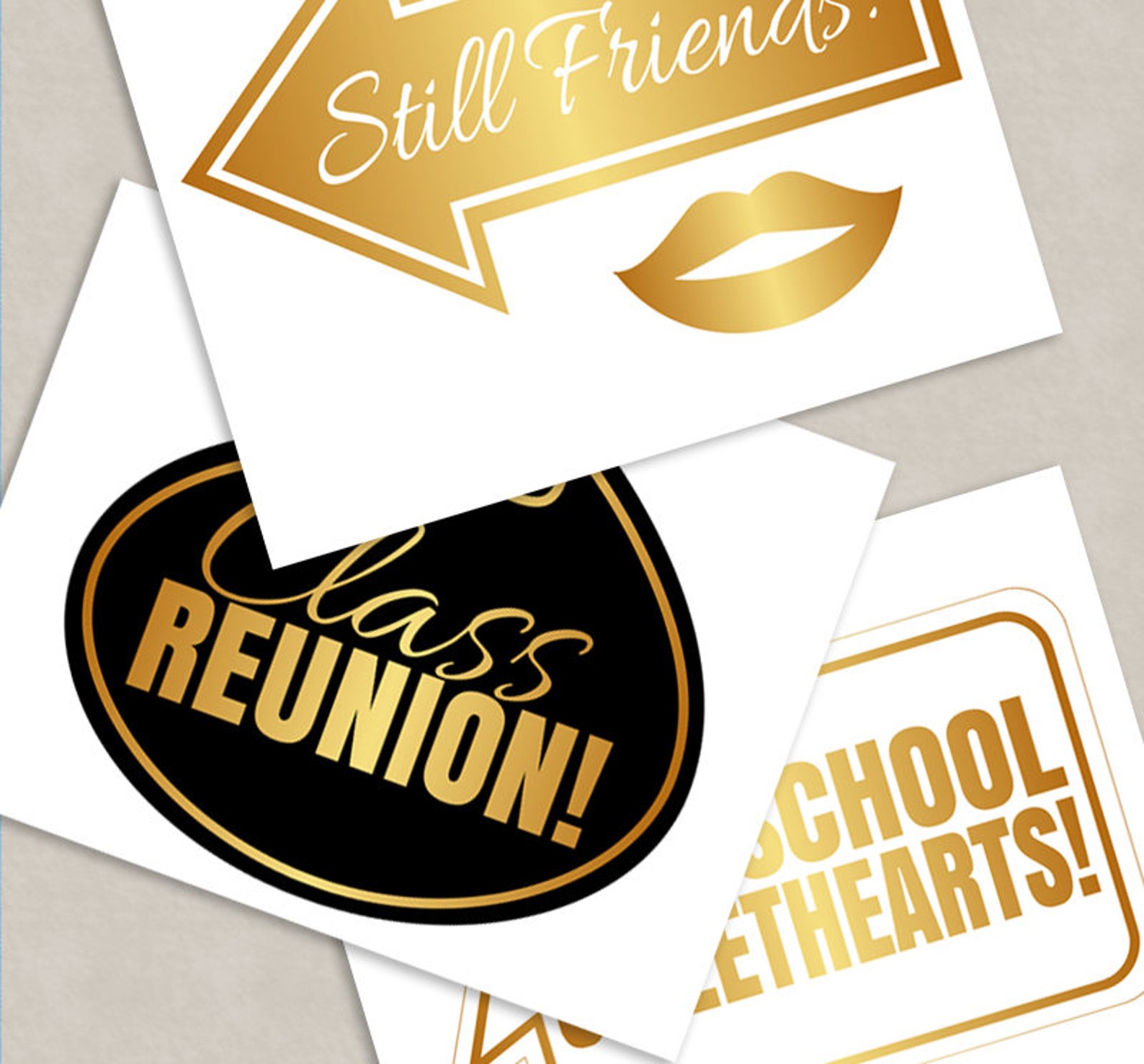 40 Class Reunion Printable Props black and gold school | Etsy