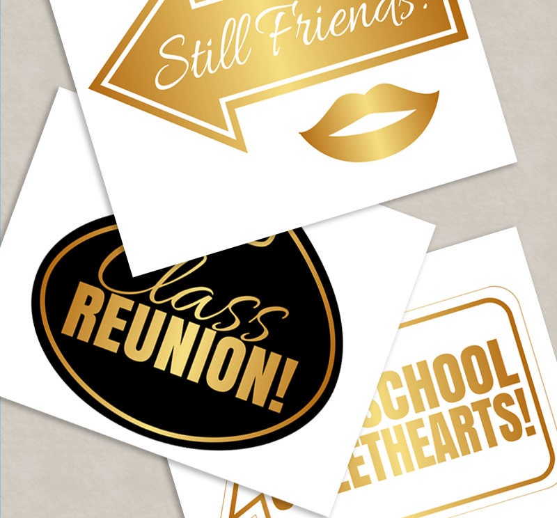 40 Class Reunion Printable Props Black and Gold School - Etsy