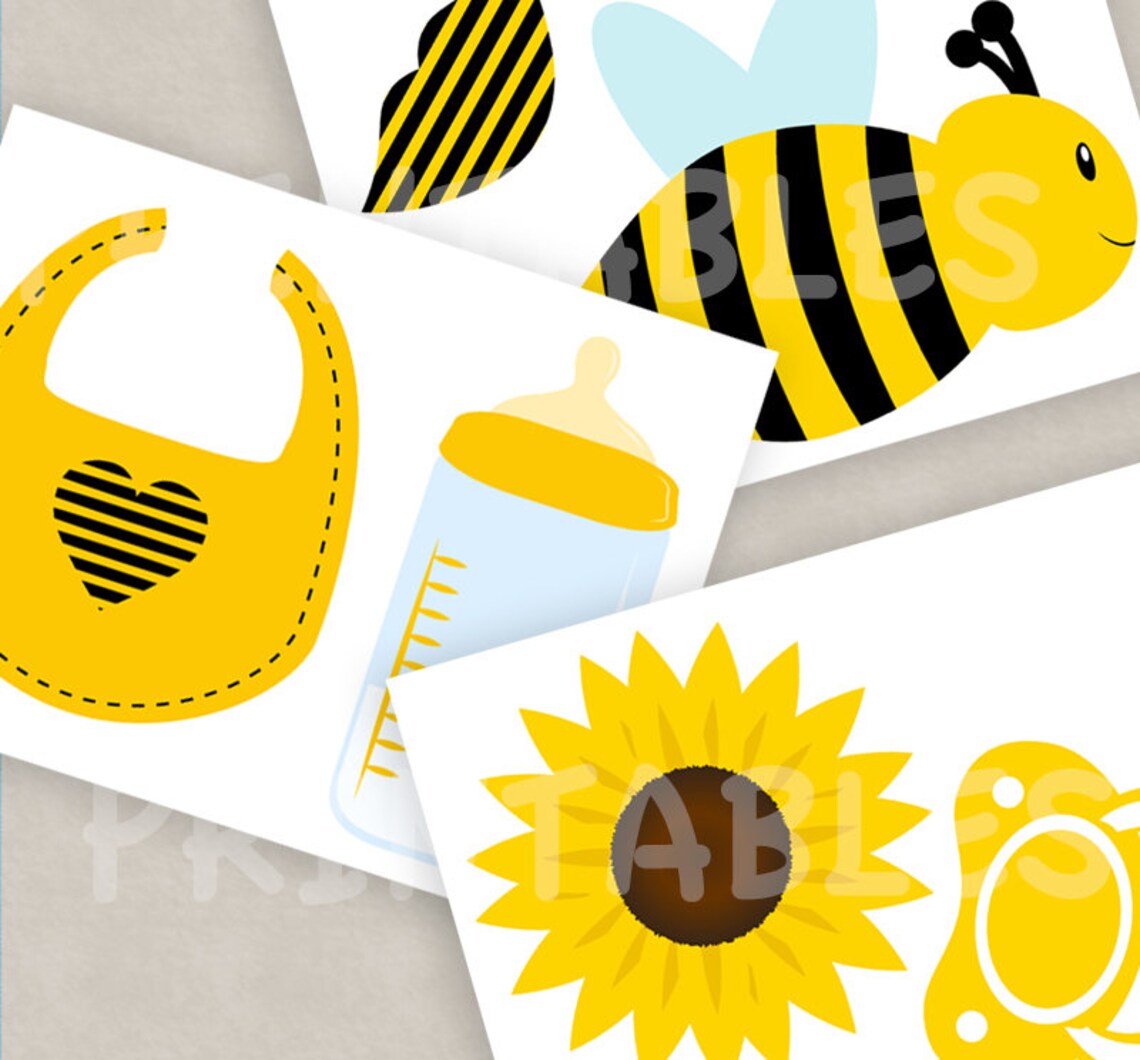 30 Bee Baby Shower Printable Props, Printable Bee Theme Babee Prop ...