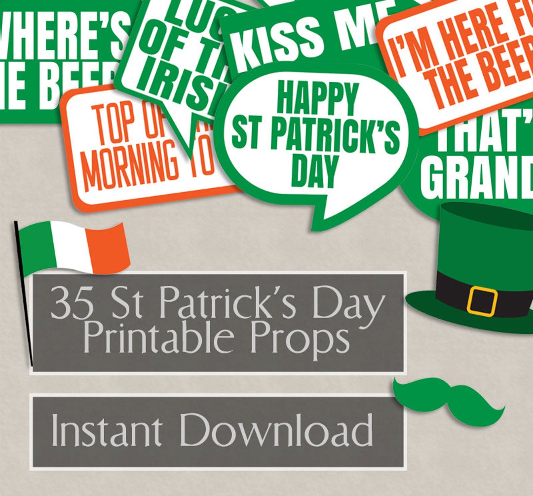 35 St Patrick's Day Photo Booth Prop Printables, Photo Booth Saint Paddy's Day Props, Props for ...