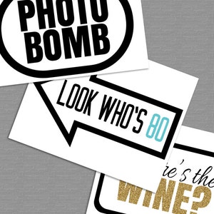 35 80th Birthday Party Printable Props, Photo Booth Props, Eightieth ...
