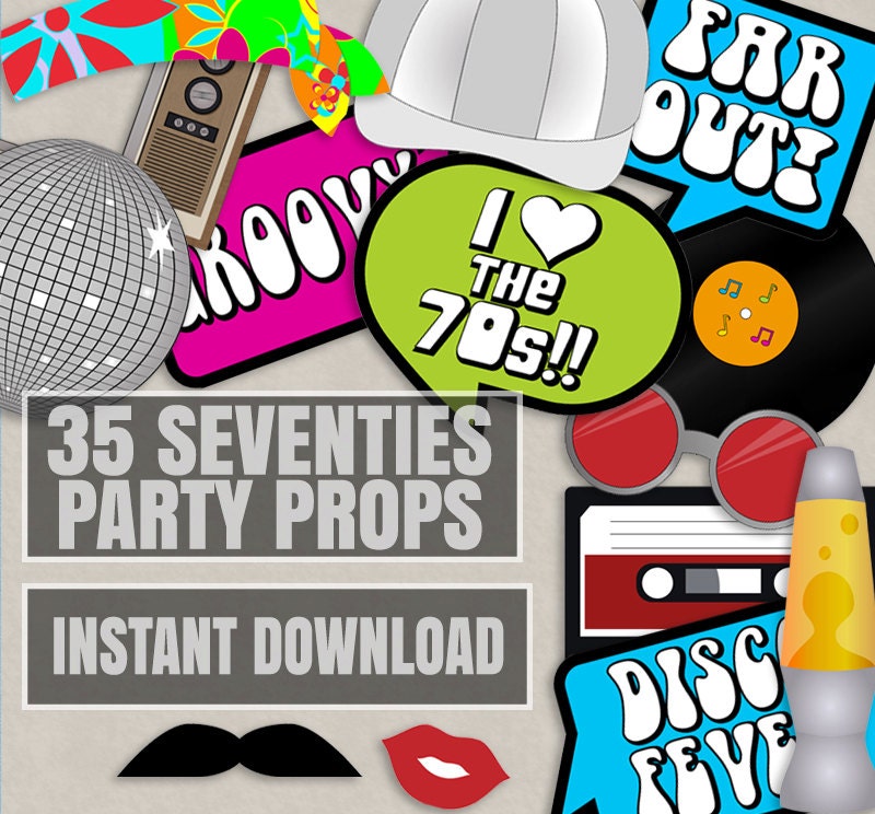 35 Seventies Printable Party Photo Booth Props 70s Photo - Etsy UK