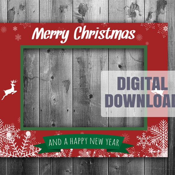 Printable Christmas photo booth frame, Digital Download, giant xmas prop selfie, holiday photobooth diy, printables seasonal holiday frame