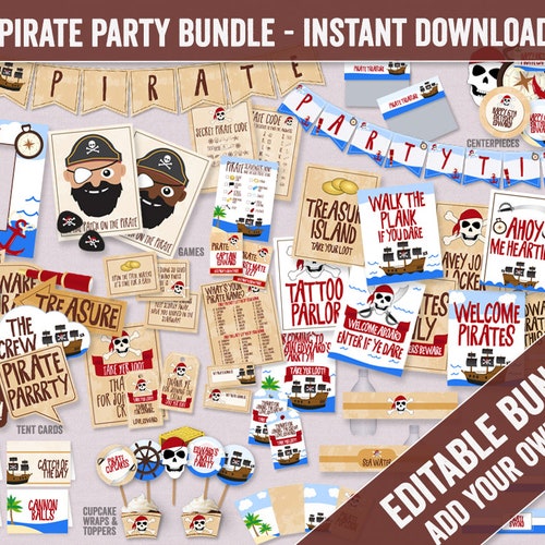 Pirate Party Decorations / Printable Pirate Birthday Decor / - Etsy