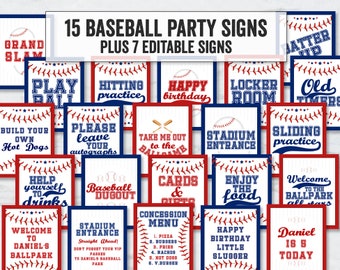 Baseball Party Signs, Printable baseball party signs, Editable Baseball signs for kid's party, base ball party signs, baseball signs, BA1