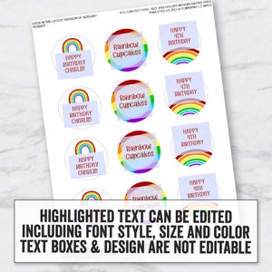 Rainbow Cupcake Toppers and Wrapper Printables Editable | Etsy