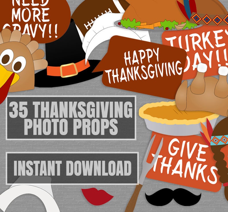 35 Thanksgiving Printable Photo Props Printable Turkey Day - Etsy UK