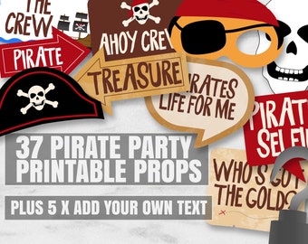 Pirate Photo Booth Props Printable, Pirate Party themed props, 42 pirate printables props, Pirate themed party decor, pirate props, BB10
