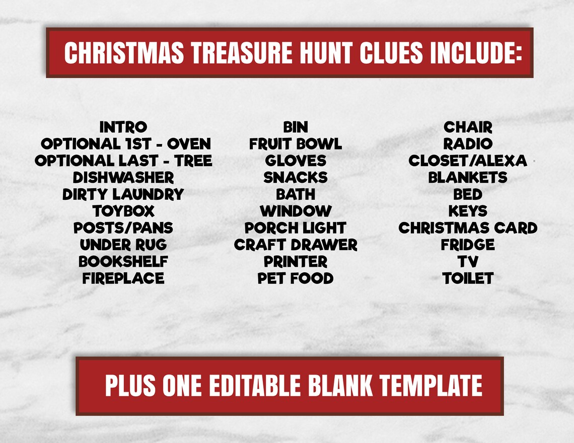 Printable Christmas Treasure Hunt Indoor Christmas Hunt - Etsy