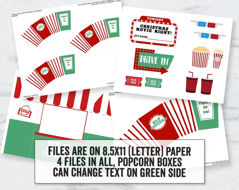 Christmas Elf Movie Night Printables Instant Download Movie - Etsy