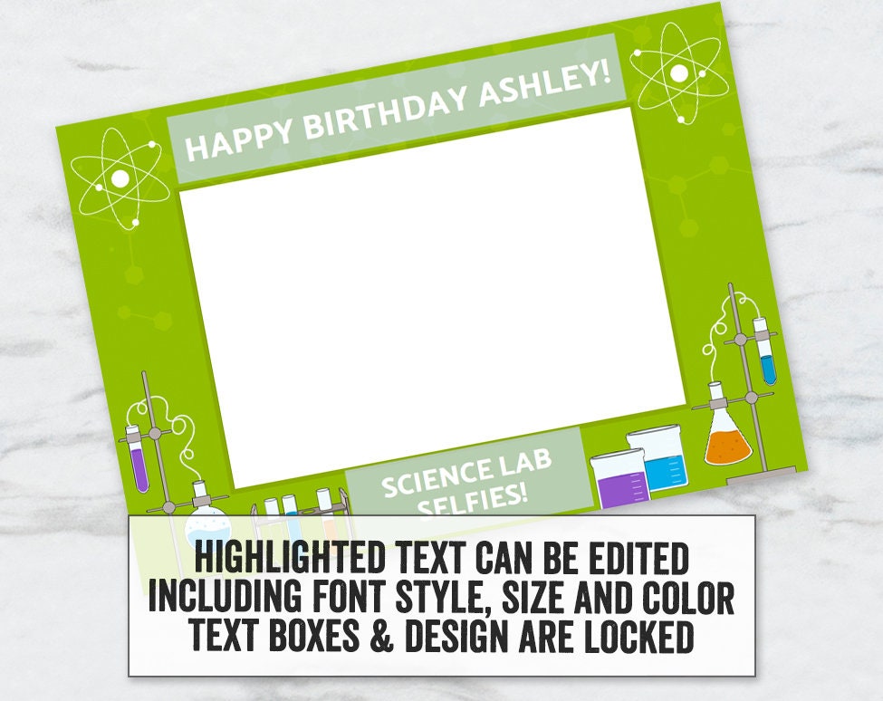 Printable Science Party Selfie Frame, Add Your Own Text Scientist ...
