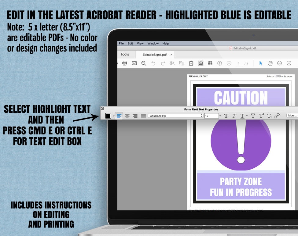 Science Party Signs Printable, Editable Scientist Party Signs, Caution ...
