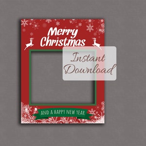 Christmas photo booth frame, Instant Download, giant photobooth photo prop, xmas selfie, happy holidays party photo, printable holiday frame image 3