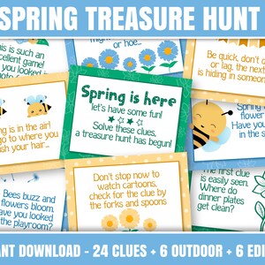 Printable Spring Treasure Hunt Clues, Instant Download Spring Treasure ...