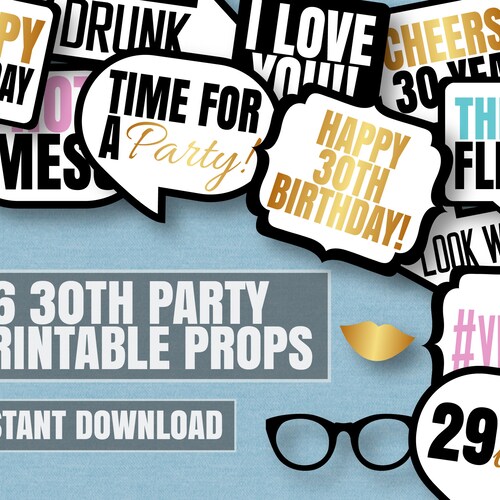Party Photo Booth Printable Props Birthday Party Printable - Etsy
