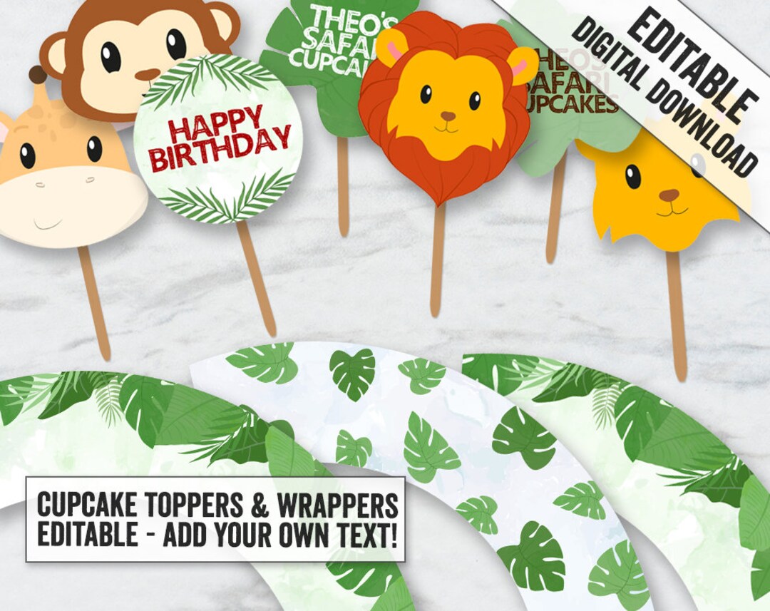 Jungle Cupcake Topper Printable Printable Jungle Safari Etsy