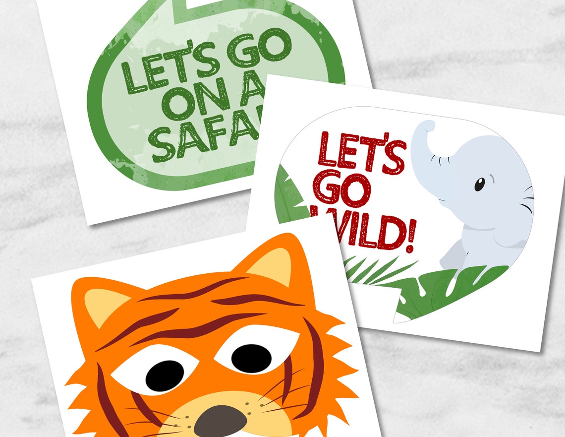 38 Jungle Party Photo Booth Props Printable Jungle Themed - Etsy UK