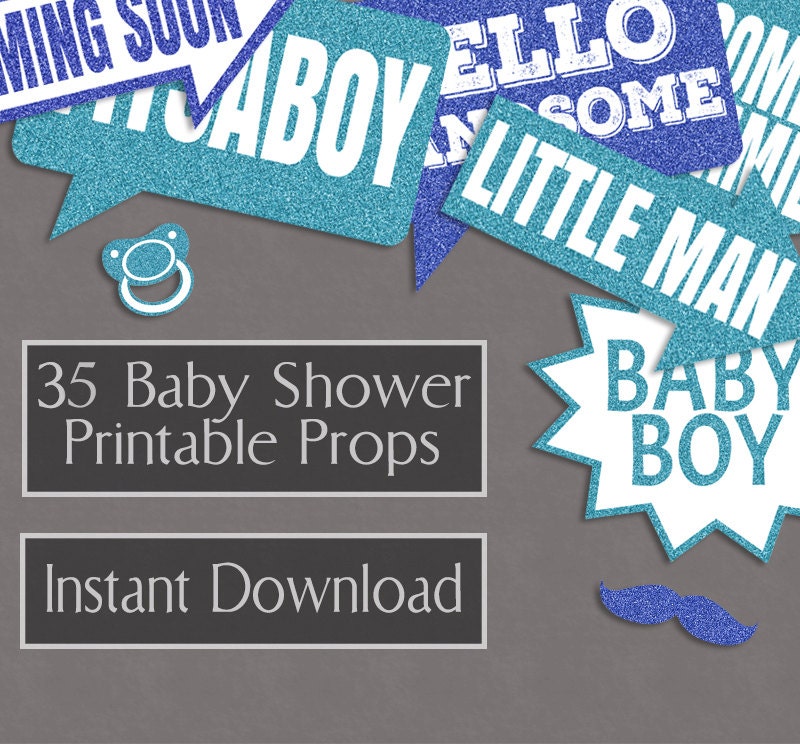 35 Baby Boy Printable Props Printable Baby Shower photo booth | Etsy