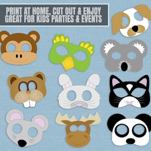 10 Animal Mask Printables, Pet Cute Animal Masks for Kids Parties ...