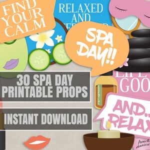 30 Spa Day Printable Props, Girls Night in Photo Booth Props, Girly Spa ...
