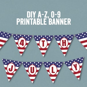 Printable American Flag Bunting, Alphabet Bunting Printable, American ...