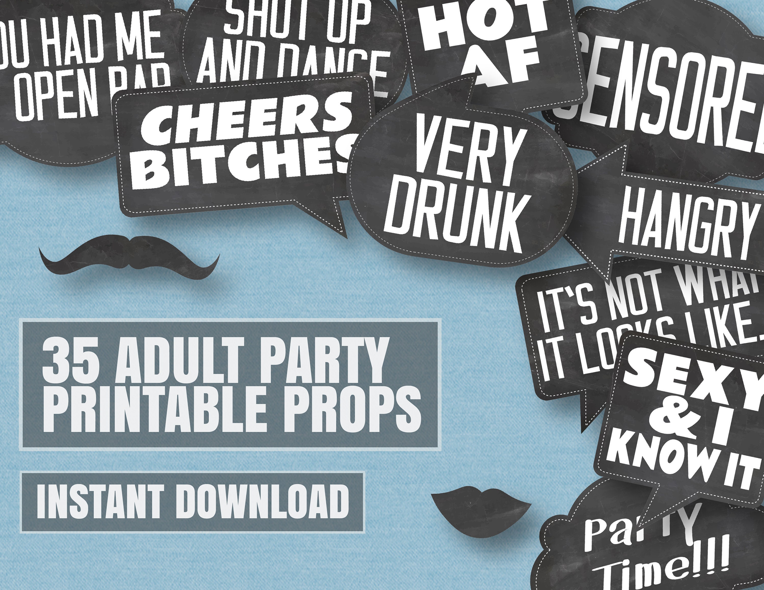 Printable Adult Photo Booth Props Suitable for Adults Fun | Etsy