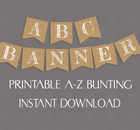 Rustic Banner Printable, Any phrase, DIY banner burlap, hessian bunting diy alphabet, Congratulations, mr & mrs, diy printable bunting