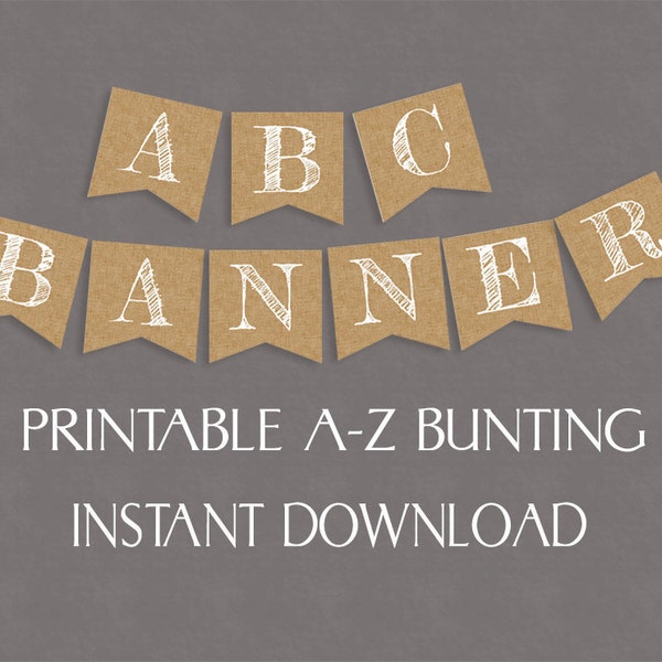 Rustic Banner Printable, Any phrase, DIY banner burlap, hessian bunting diy alphabet, Congratulations, mr & mrs, diy printable bunting