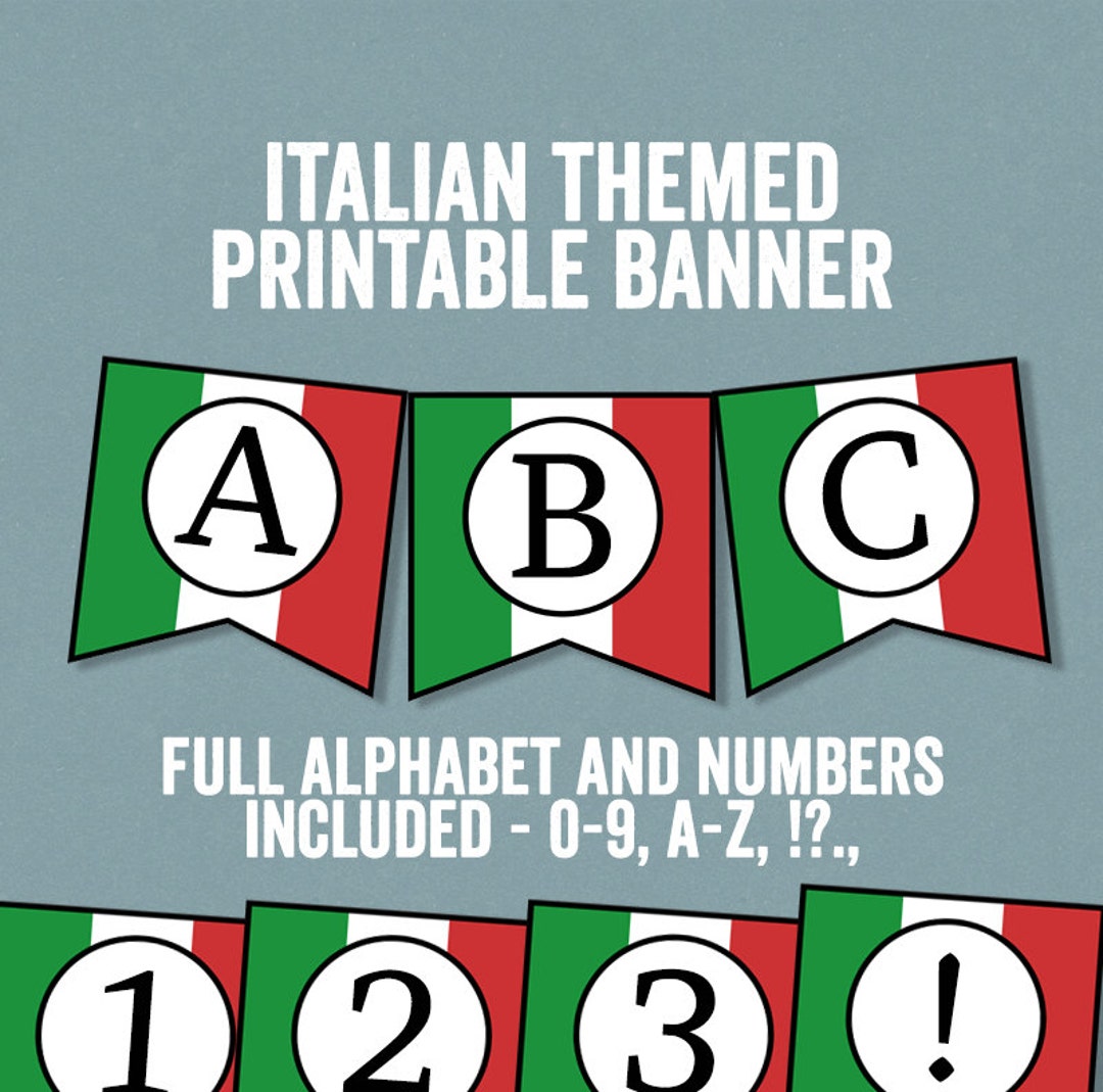 Italienische Flagge Wimpelkette druckbar, jede Phrase, DIY Italien