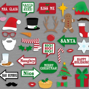 35 Christmas Party Photo Booth Props, Christmas photo props, xmas photobooth props, happy holidays photobooth, christmas party decor diy image 2