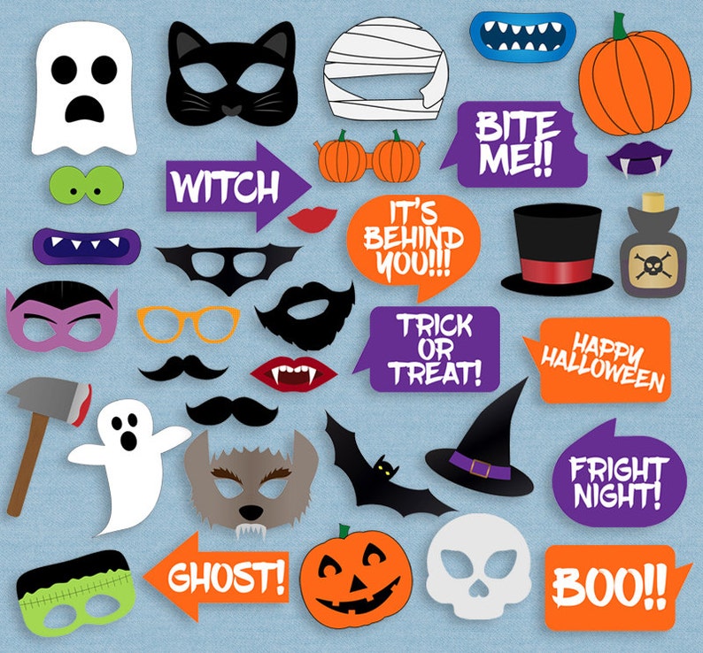 35 Halloween Photo Booth Printable Props Halloween Party - Etsy UK