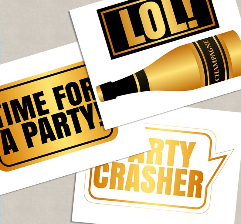 40 Birthday Photo Booth Props, Birthday party printable props, bday party props, gold and black, birthday photobooth props, birthday party image 5