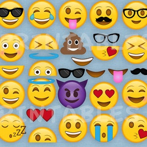 30 Emoji Printable Props, Printable Emoji Party Prop Printables, Emoji ...