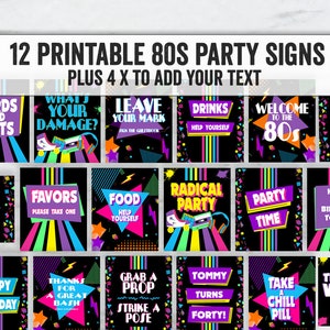 Printable Eighties Party Signs, Digital 80s Party Signs, Printable ...