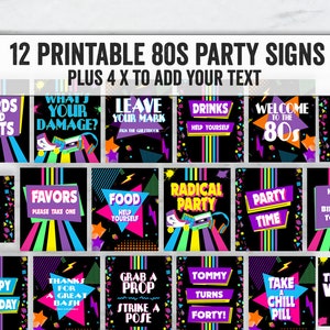 Printable Eighties Party Signs, Digital 80s Party Signs, printable eighties retro party diy, print at home eighties themed party decor, ET1