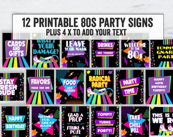 Printable Eighties Party Signs, Digital 80s Party Signs, printable eighties retro party diy, print at home eighties themed party decor, ET1