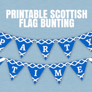Printable Scottish Bunting, DIY Scotland party banner, Scottish flag bunting diy, scotland theme banner, printable blue party decor, SL1