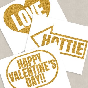 35 Valentine's Day Glitter Gold Props Printables, Diy Photo Party ...
