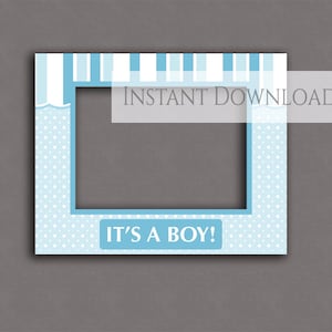 Baby shower printable photobooth frame, it&#39;s a boy blue props, Digital download, giant photo booth, selfie photos, new baby party props