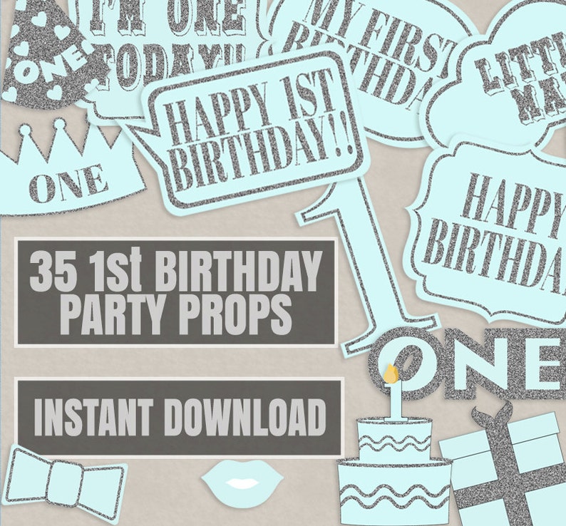 35 Boy's First Birthday Party Props 1st Birthday Photo | Etsy