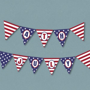 USA Flag Bunting, Alphabet Set of 2, Printable Flag Bunting ...