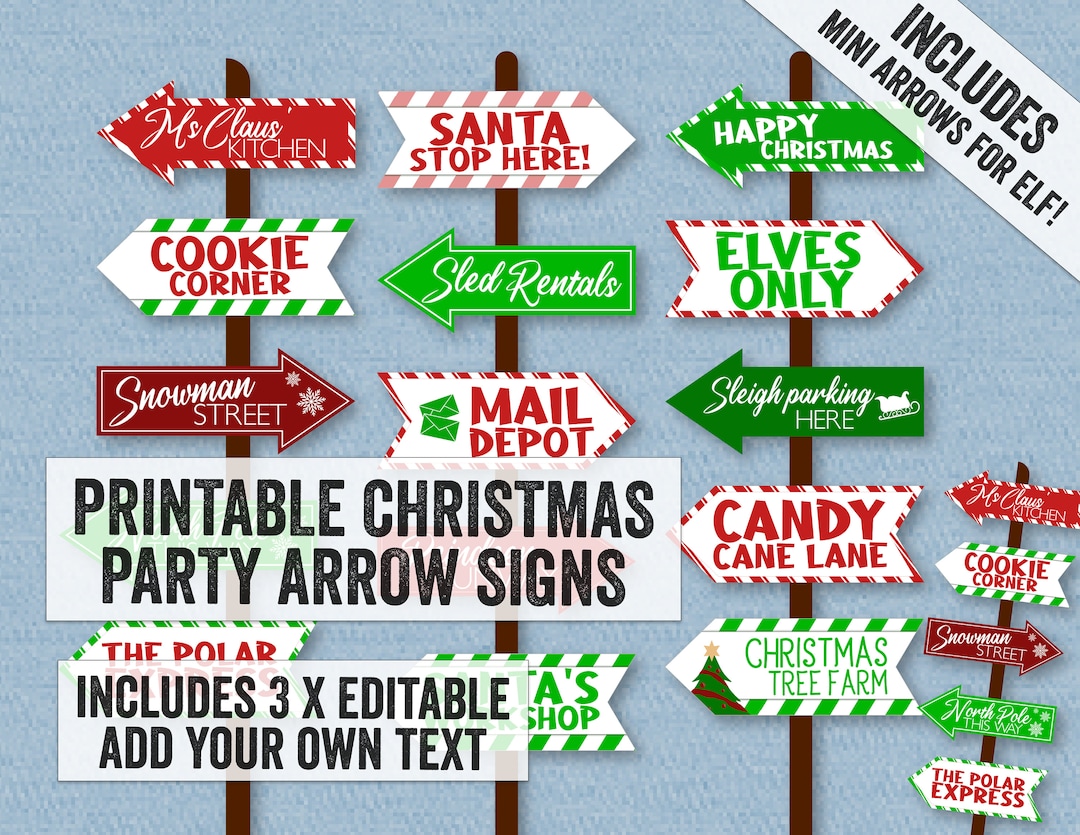 Printable Christmas Arrows, Fun Digital Download Christmas Party Arrow