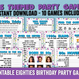 1980s Printable Birthday Games, Birthday Games 80s Retro Themed, 80s ...