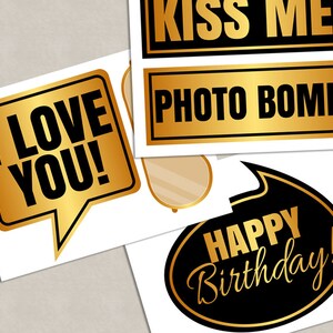 40 Birthday Photo Booth Props, Birthday party printable props, bday party props, gold and black, birthday photobooth props, birthday party image 4