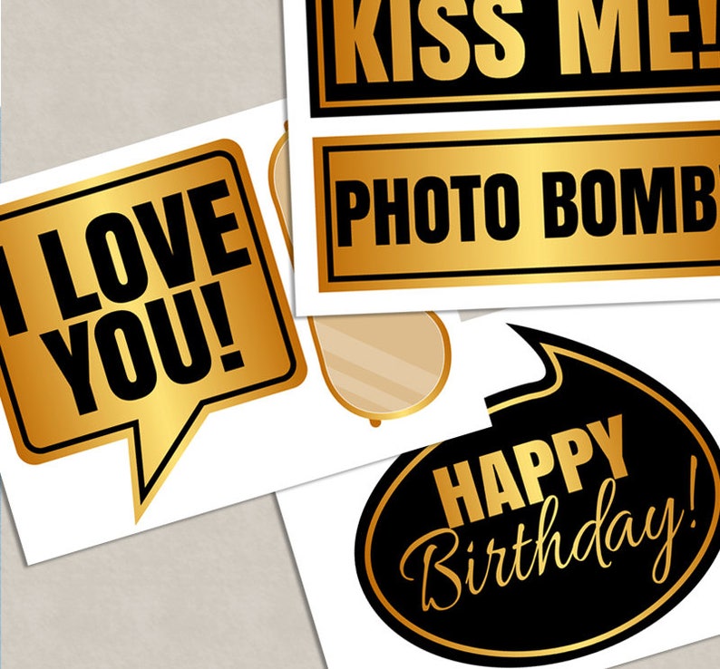 40 Birthday Photo Booth Props, Birthday party printable props, bday party props, gold and black, birthday photobooth props, birthday party image 4